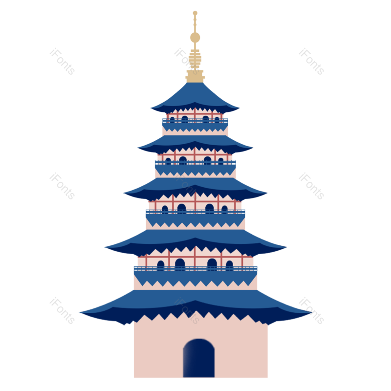 蓝色图片,剪纸风元素,建筑PNG,手绘建筑免抠素材